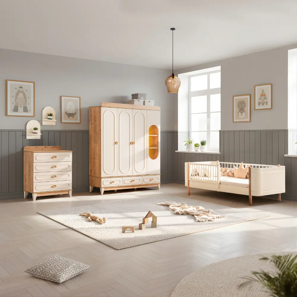 Soft Meşe Bebek Odası Takımı 